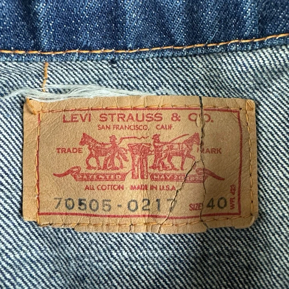 Vintage BIG E Levi's 70505 0217 Denim Trucker Jacket Sz 40 Type 3 60s 70s Dark